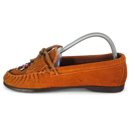 Morgan Woods Vintage Suede Kilty Beaded Slip-on Moccasins 209135 Brown Women's 9 - Picture 6 of 11